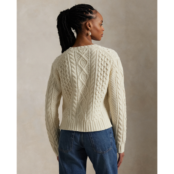 Aran-Knit Wool-Blend Crewneck Sweater | Ralph Lauren