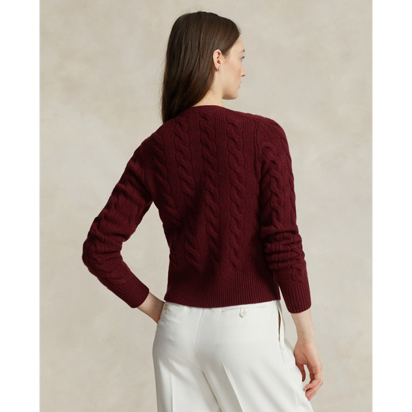 Woll-Kaschmirstrickjacke mit Zopfmuster