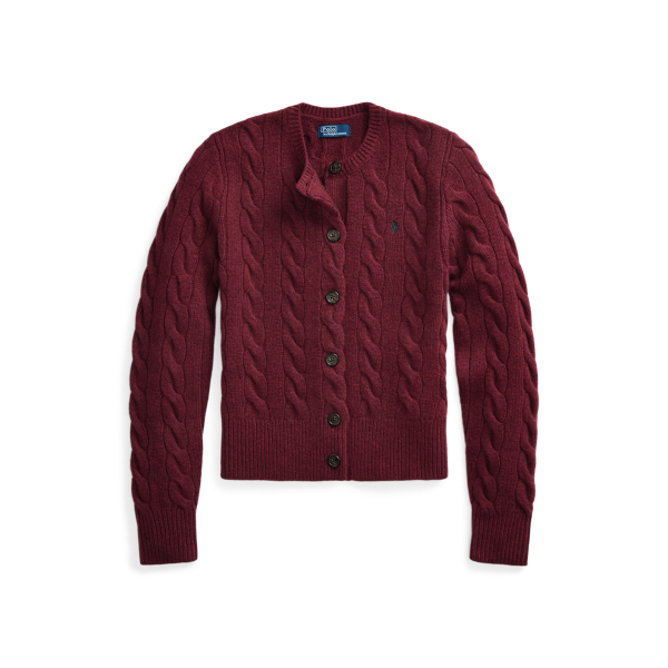 Woll-Kaschmirstrickjacke mit Zopfmuster