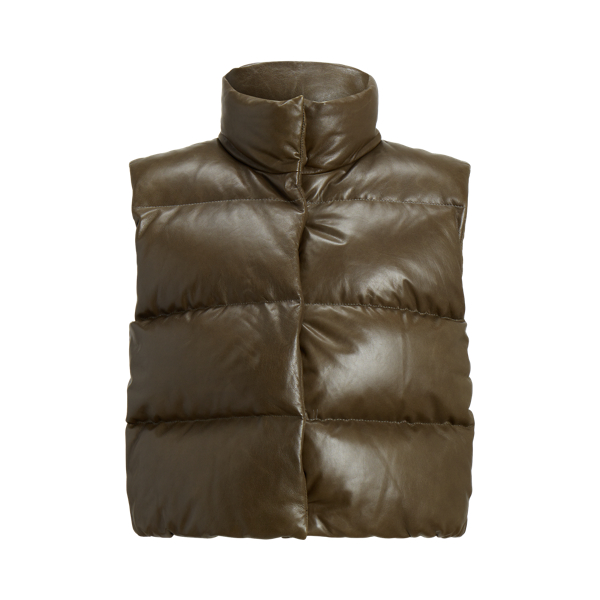 Quilted Leather Down Vest Ralph Lauren