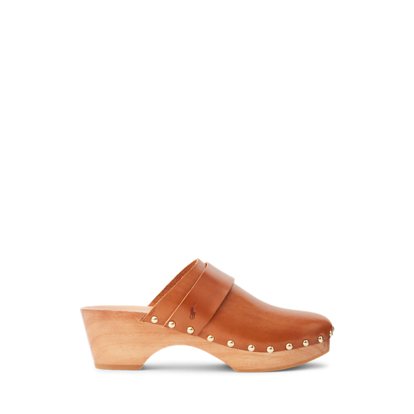 Studded Burnished Leather Clog