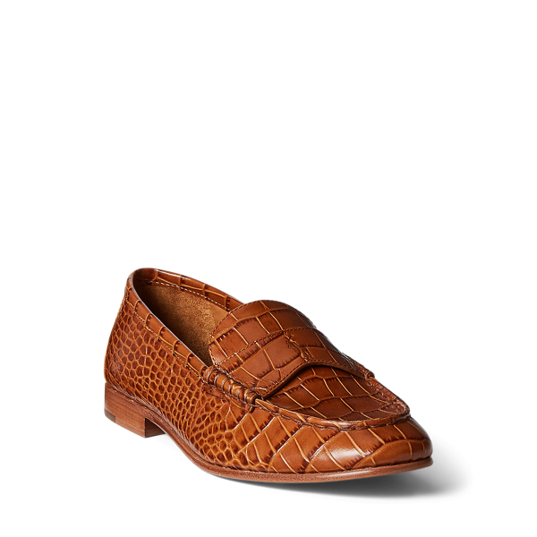 Cuoio Croc-Embossed Leather Penny Loafer Polo Ralph Lauren 2