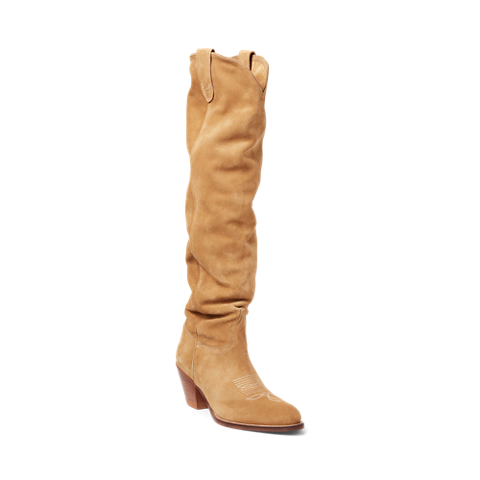 Женские ботинки Ralph Lauren Suede Tall Western, цвет: Карамельный