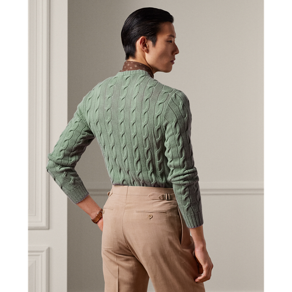 Green Bay Cable-Knit Cashmere Jumper Purple Label 5