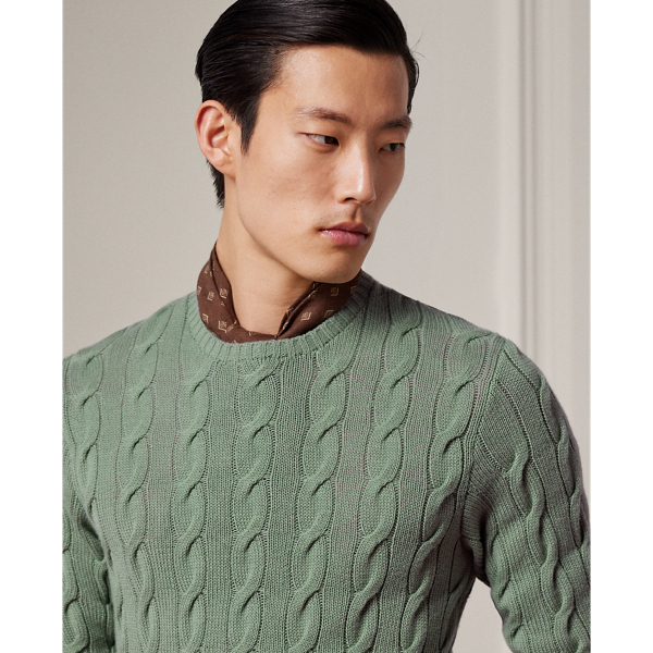 Green Bay Cable-Knit Cashmere Jumper Purple Label 6