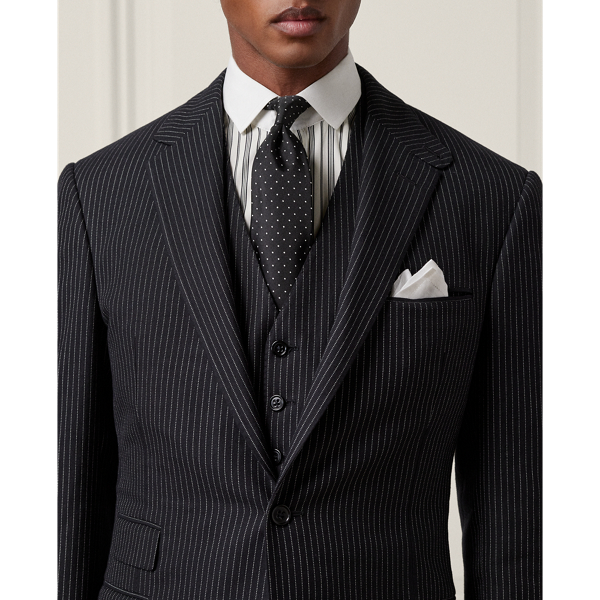 Black/Cream Kent Hand-Tailored Striped Three-Piece Suit Purple Label 6