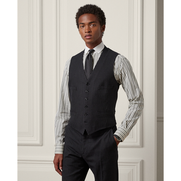 Black/Cream Kent Hand-Tailored Striped Three-Piece Suit Purple Label 8