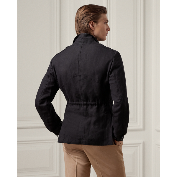 Black Hand-Tailored Linen-Silk Jacket Purple Label 5
