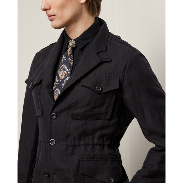 Black Hand-Tailored Linen-Silk Jacket Purple Label 6