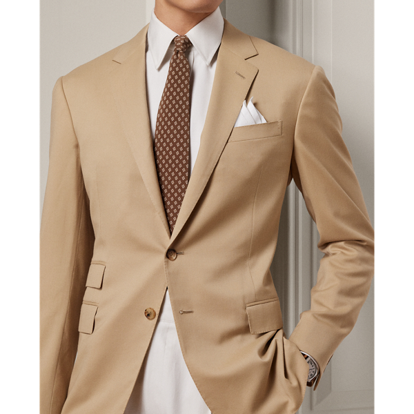 Classic Tan Kent Hand-Tailored Wool Suit Jacket Purple Label 6