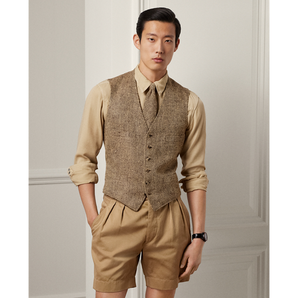 Hand-Tailored Silk Herringbone Vest Ralph Lauren
