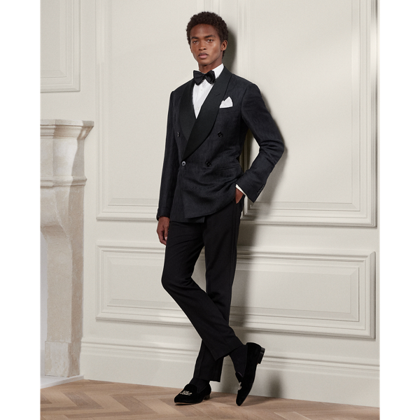 Black On Black Kent Hand-Tailored Ikat Tuxedo Jacket Purple Label 4