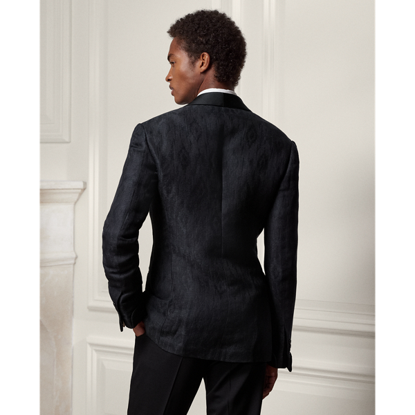 Black On Black Kent Hand-Tailored Ikat Tuxedo Jacket Purple Label 5