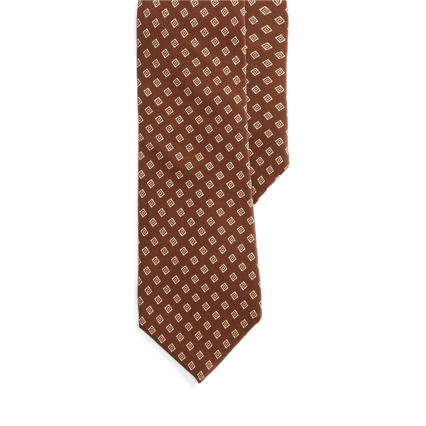 Diamond-Patterned Silk Crepe Tie