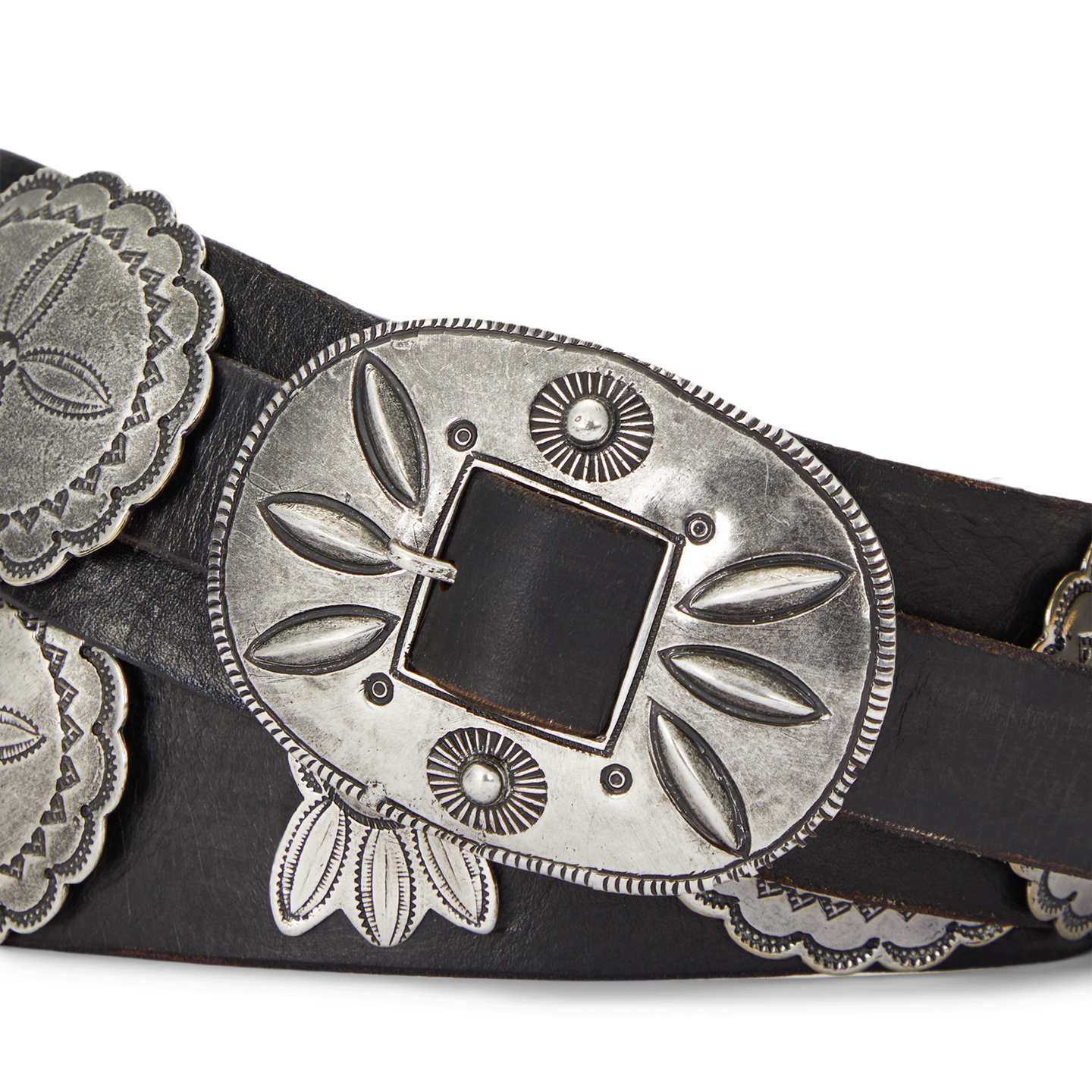 Ремень Ralph Lauren Leather Cast Concho Belt, цвет: Чёрный — фото 1