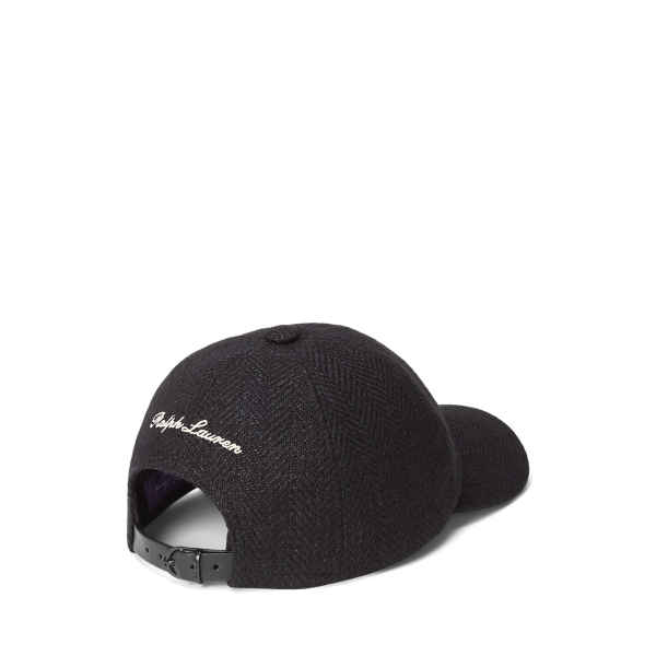 Black Herringbne Linen-Blend Ball Cap Purple Label 2