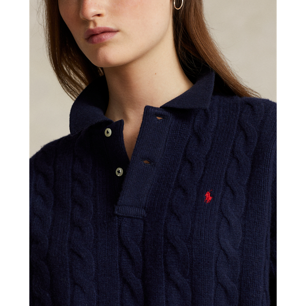 Polo in lana e cashmere a trecce Polo Ralph Lauren in Blu navy 6