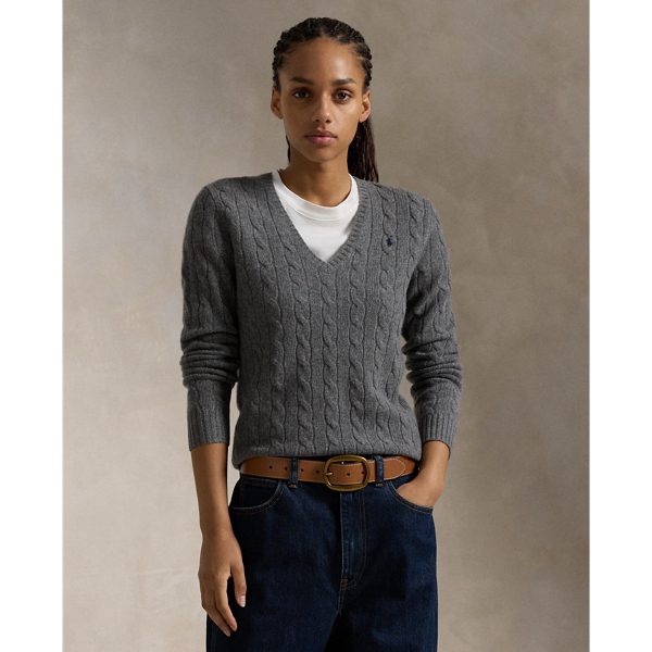 Ralph lauren cable knit v neck sweater on sale