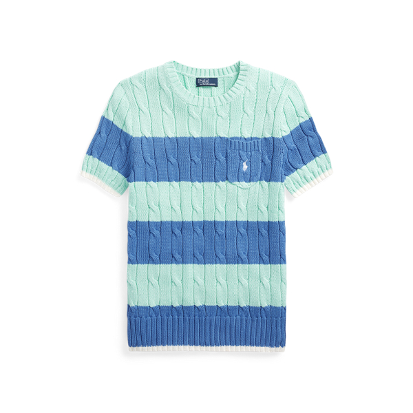 Gestreifter Zopfmuster-Baumwollpullover Polo Ralph Lauren in 1