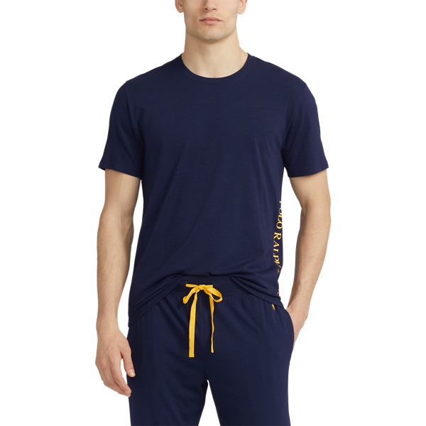Cruise Navy/Gold Bugle Logo Jersey Sleep Shirt Polo Ralph Lauren 3
