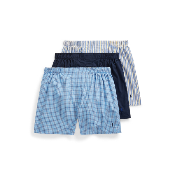 Navy/Blue Stripe Classic Woven Cotton Boxer 3-Pack Polo Ralph Lauren 1