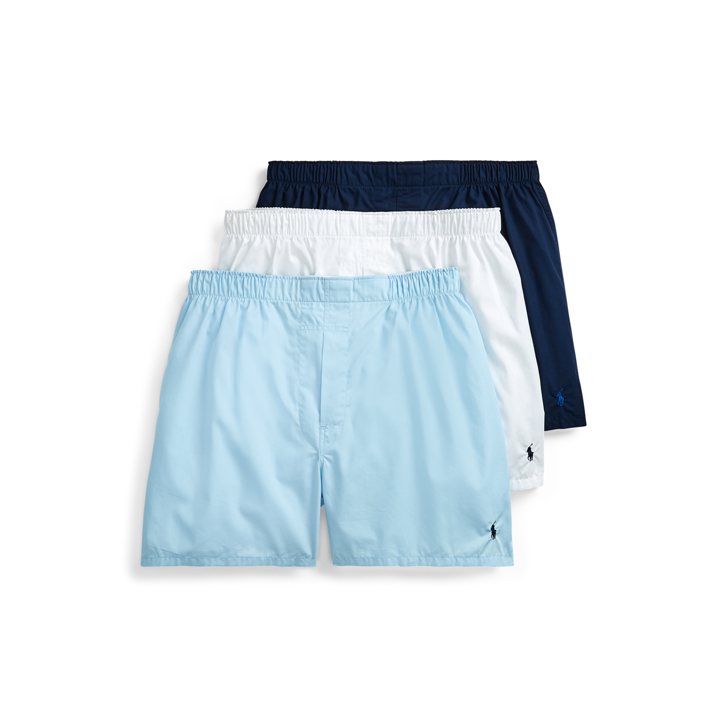Polo Ralph Lauren Classic Woven Cotton Boxer 3-Pack, цвет: Синий / Белый — фото 6