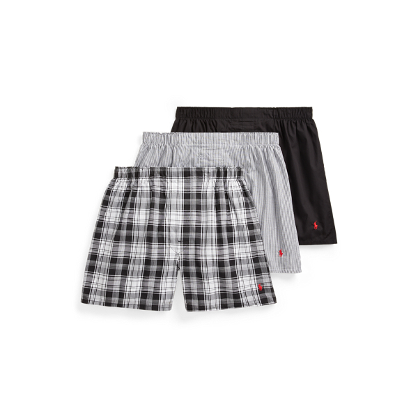 Grey Plaid/Black Classic Woven Cotton Boxer 3-Pack Big & Tall 1