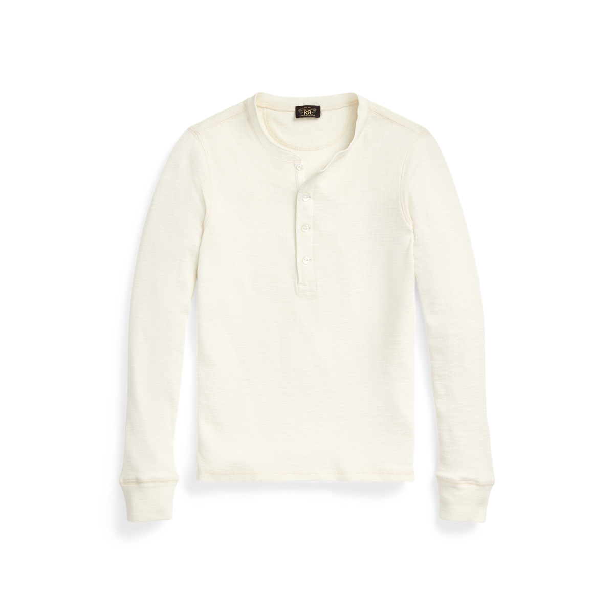 Waffle-Knit Cotton Henley