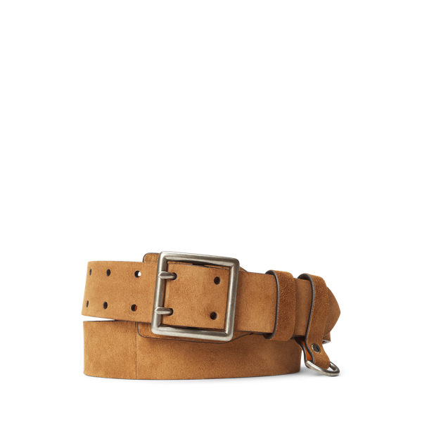 Double-Prong Buckle Calf-Suede Belt Purple Label 1