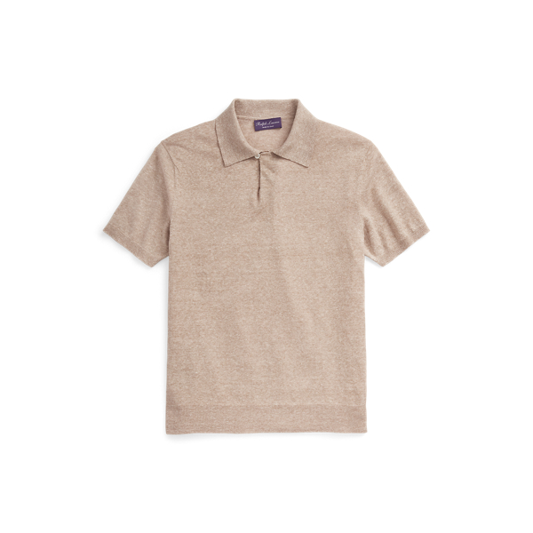 Camisola malha gola Polo algod&atilde;o e linho Purple Label em 1