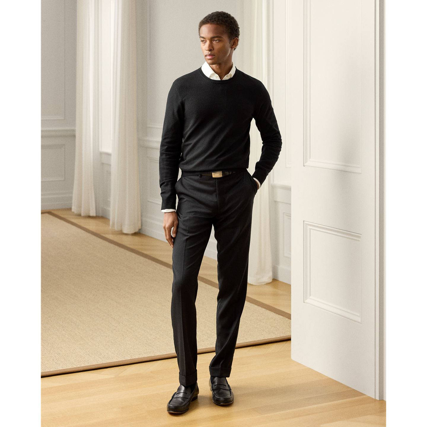 Мужской свитер Ralph Lauren Cashmere Crewneck, цвет: Чёрный — фото 1