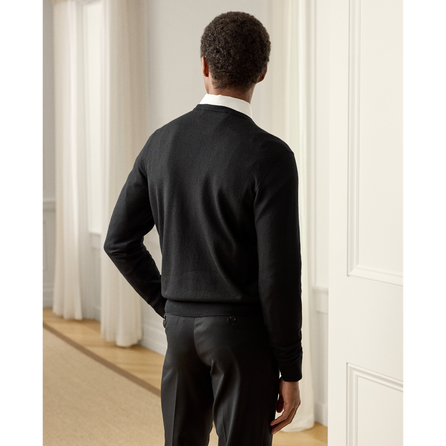 Мужской свитер Ralph Lauren Cashmere Crewneck, цвет: Чёрный — фото 2