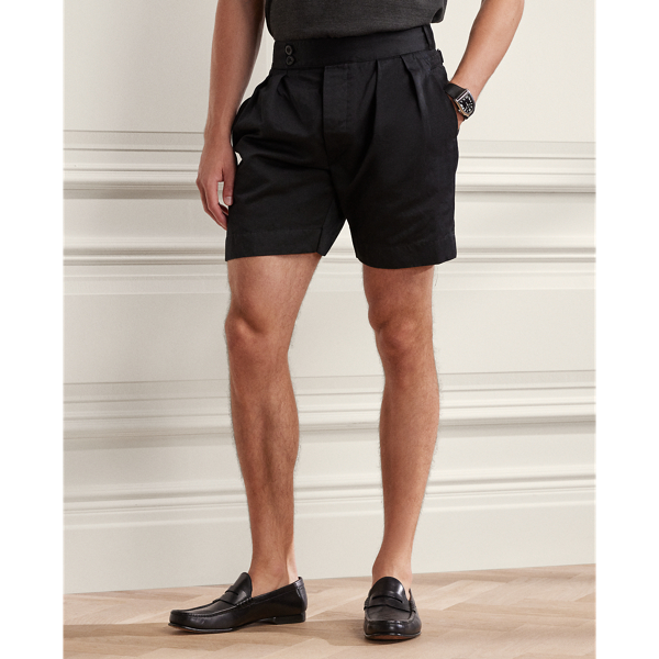 Black Hand-Tailored Cotton-Linen Short Purple Label 4