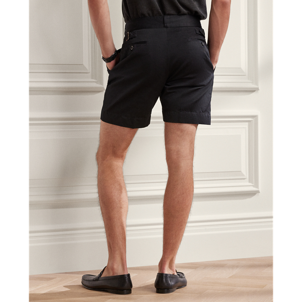 Black Hand-Tailored Cotton-Linen Short Purple Label 5
