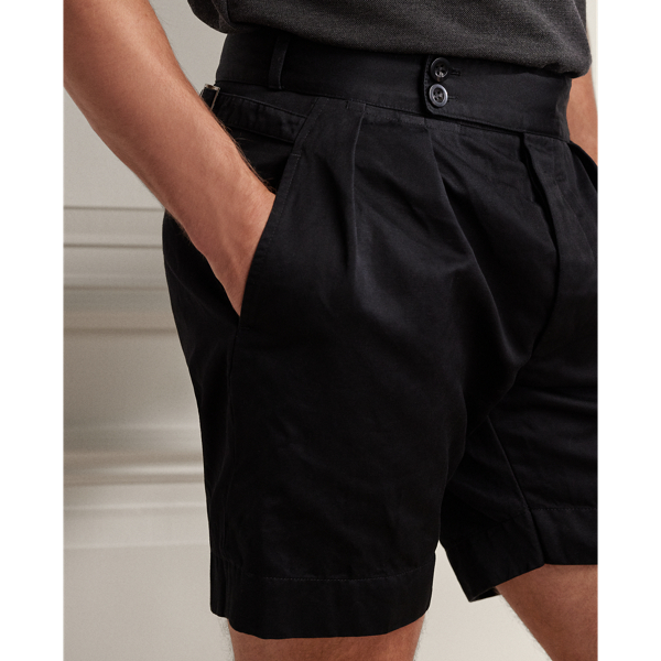 Black Hand-Tailored Cotton-Linen Short Purple Label 6