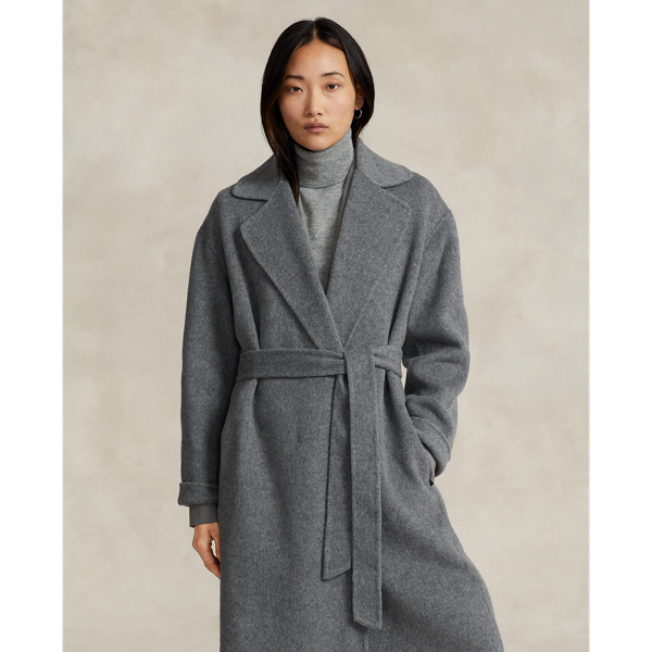 Wool Blend Wrap Coat