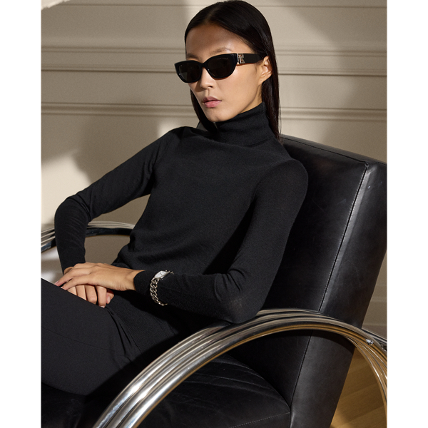 Black Cashmere Turtleneck Sweater Ralph Lauren Collection 1