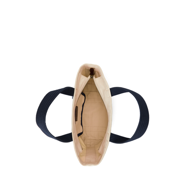 Ecru/Navy Canvas Small Polo Bear Tote Polo Ralph Lauren 5