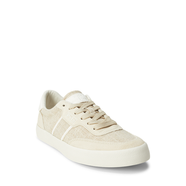 Cream Court Leather &amp; Canvas Trainer Polo Sport 2
