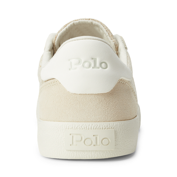 Cream Court Leather &amp; Canvas Trainer Polo Sport 3