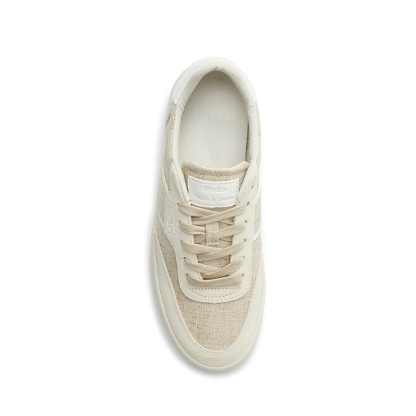 Cream Court Leather &amp; Canvas Trainer Polo Sport 4