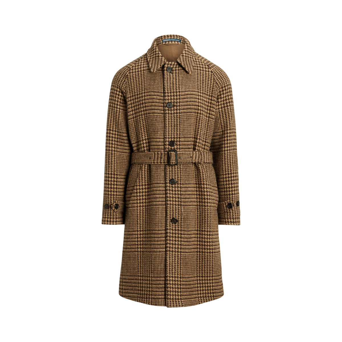 Plaid Wool Tweed Balmacaan Coat