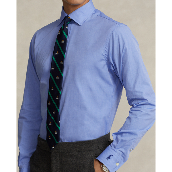 Custom-Fit Fil-&agrave;-Fil-Hemd Regent Polo Ralph Lauren in Blau 6