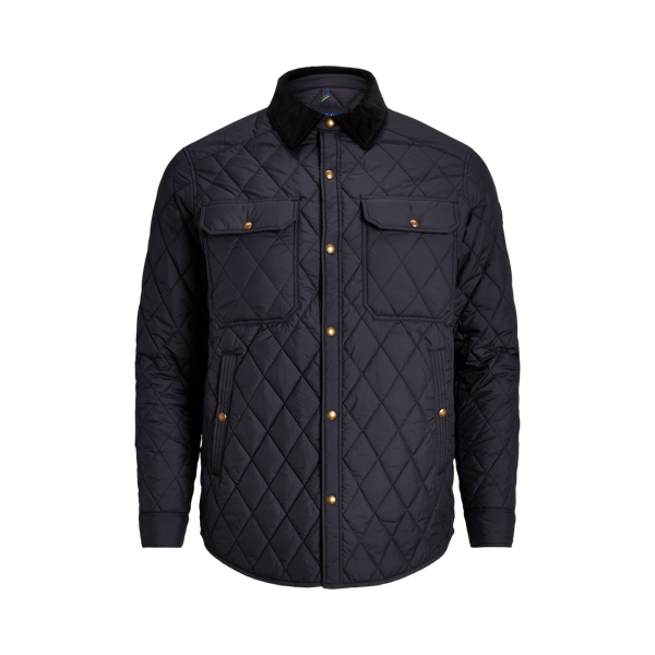 Embroidered crest diamond quilted jacket best sale