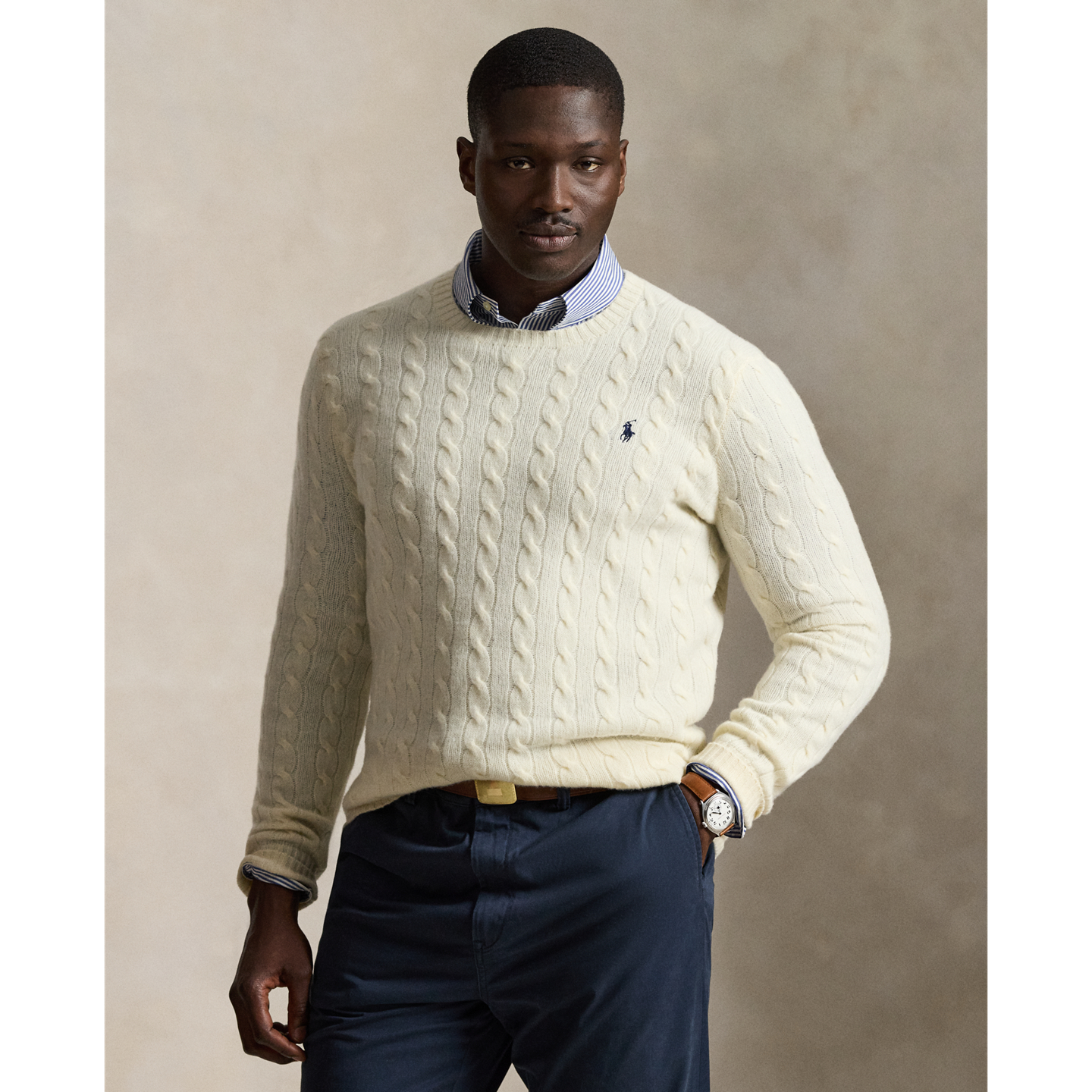 Мужской свитер Ralph Lauren Cable-Knit Wool-Cashmere, цвет: Кремовый — фото 4
