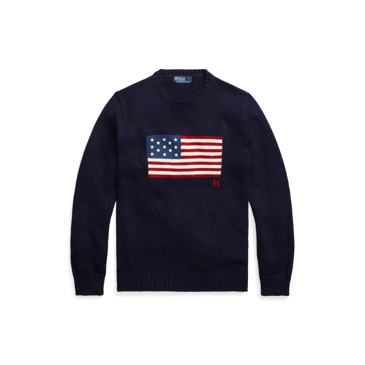 Polo Ralph Lauren MenKnit 2024 Navy Iconic Flag Cotton Sweater Size XL USA Made NWT