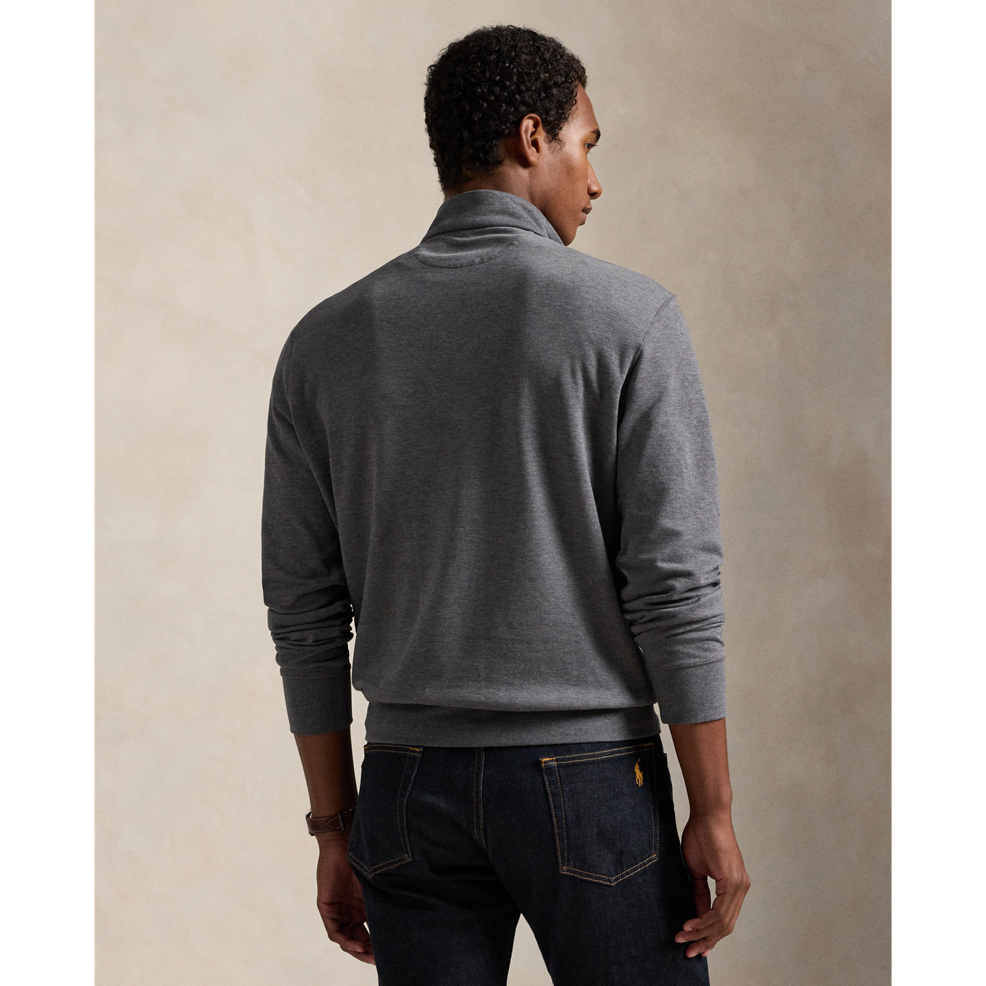 Мужской свитер Ralph Lauren Luxury Jersey Quarter-Zip Pullover, цвет: Меланжевый — фото 2