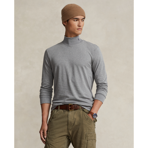 Steel Heather Soft Cotton Mockneck Shirt Polo Ralph Lauren 1