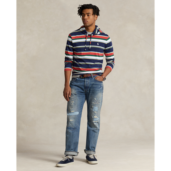 Newport Navy Multi Striped Jersey Hooded T-Shirt Polo Ralph Lauren 4