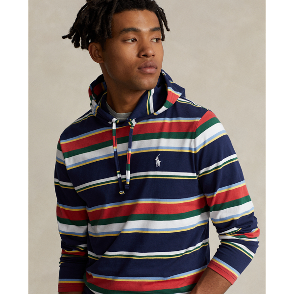 Newport Navy Multi Striped Jersey Hooded T-Shirt Polo Ralph Lauren 6